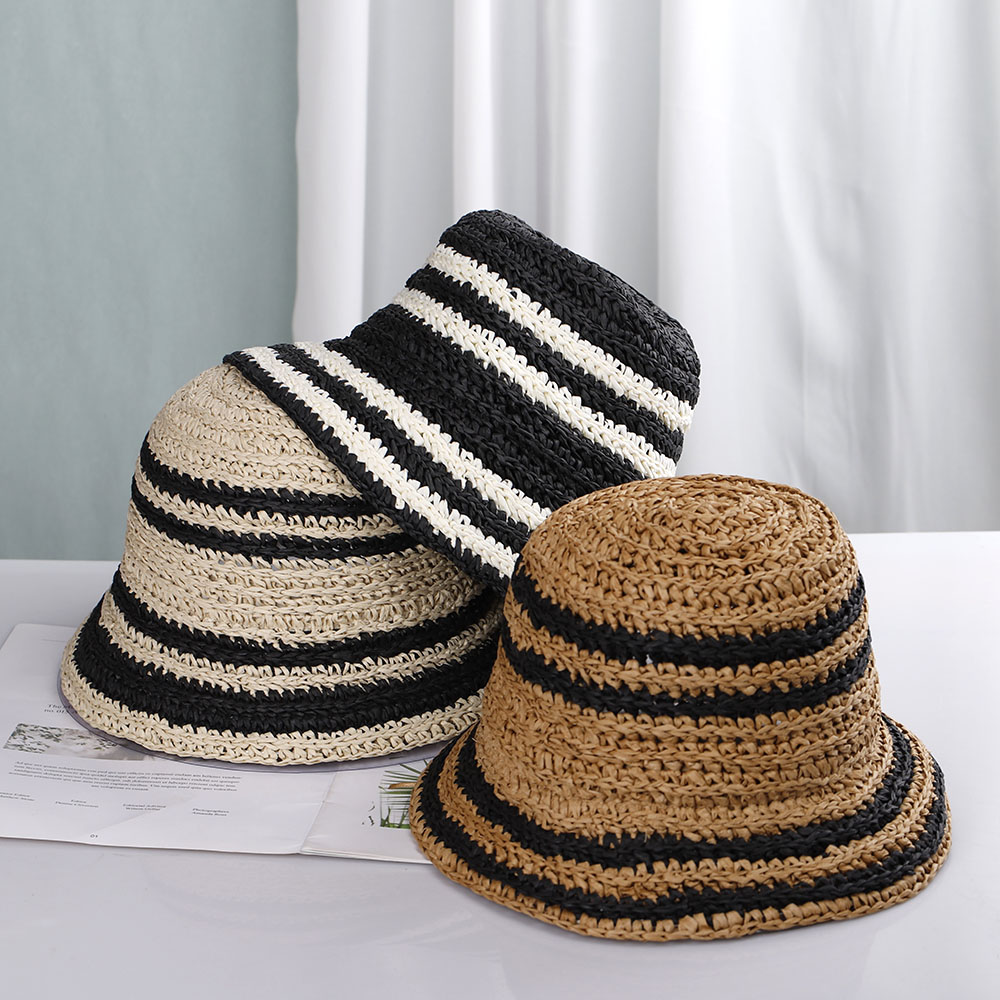 Bucket Hat Straw - Frauen Strand Hut Eimer Hut Frauen