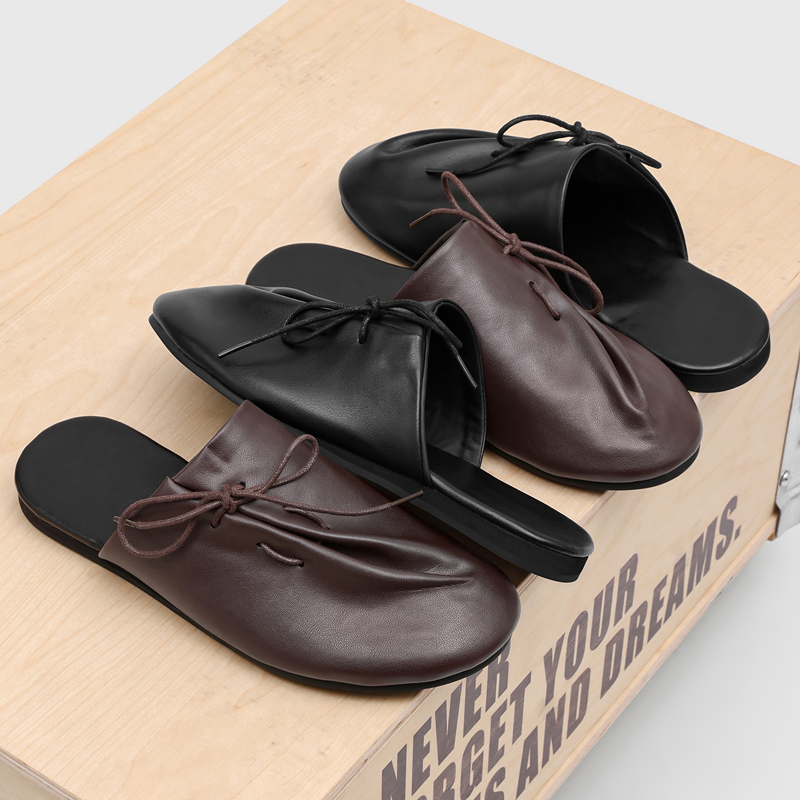 Flip Flop Leather Men - Neue Modische Bequeme Herren-Halbpantoffeln mit Diagonalem